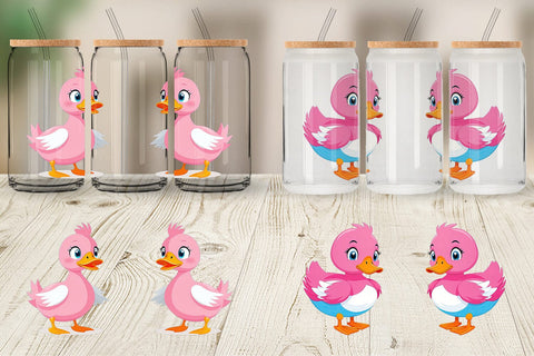 Glass Can Pink Duck Valentine Sublimation artnoy 
