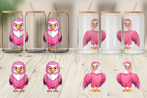 Glass Can Pink Eagle Valentine Sublimation artnoy 