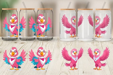 Glass Can Pink Eagle Valentine Sublimation artnoy 