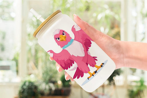 Glass Can Pink Eagle Valentine Sublimation artnoy 