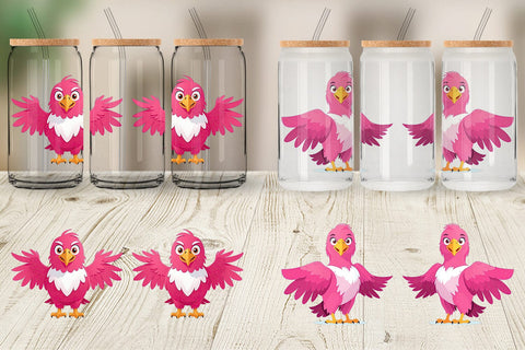 Glass Can Pink Eagle Valentine Sublimation artnoy 