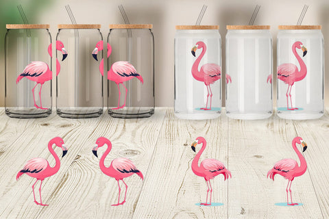 Glass Can Pink Flamingo Valentine Sublimation artnoy 