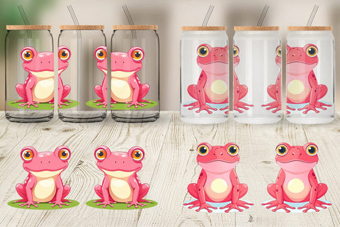 Glass Can Pink Frog Valentine Sublimation artnoy 