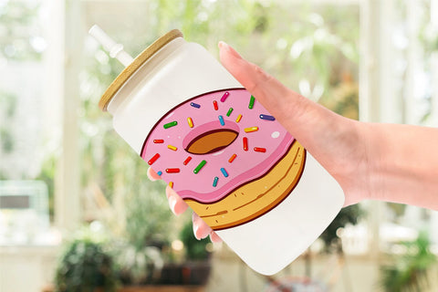 Glass Can Pink Frosted Donut Sublimation artnoy 