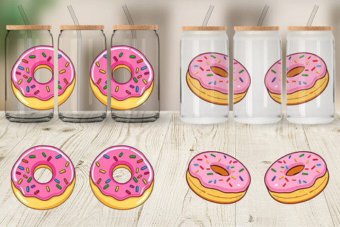 Glass Can Pink Frosted Donut Sublimation artnoy 