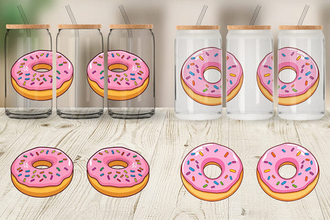 Glass Can Pink Frosted Donut Sublimation artnoy 
