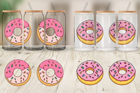 Glass Can Pink Frosted Donut Sublimation artnoy 