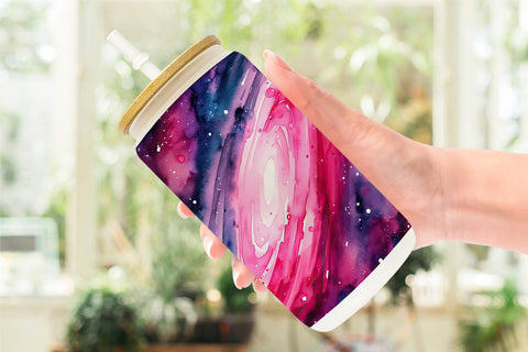 Glass Can Pink Galaxy Sublimation artnoy 