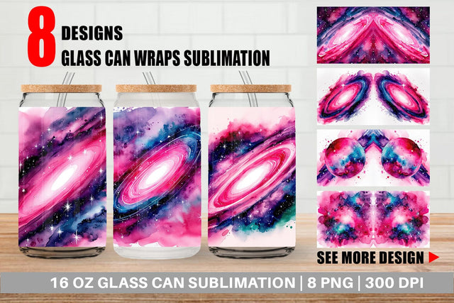 Glass Can Pink Galaxy Sublimation artnoy 