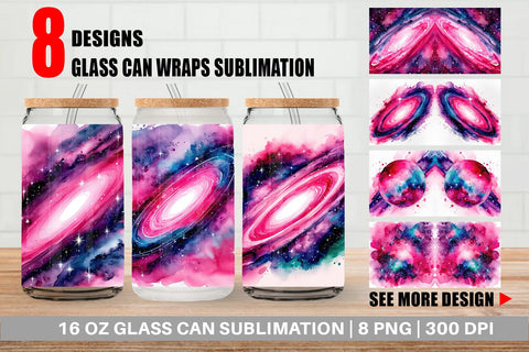 Glass Can Pink Galaxy Sublimation artnoy 