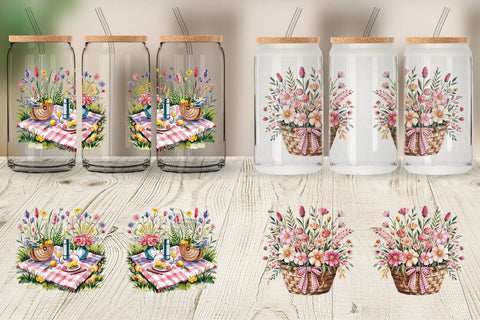 Glass Can Pink Gingham Summer Sublimation artnoy 