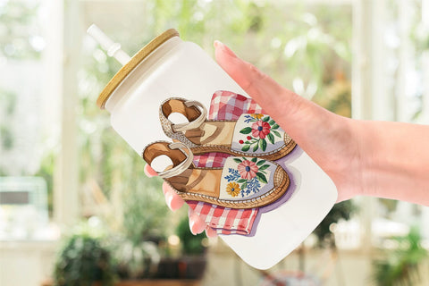 Glass Can Pink Gingham Summer Sublimation artnoy 