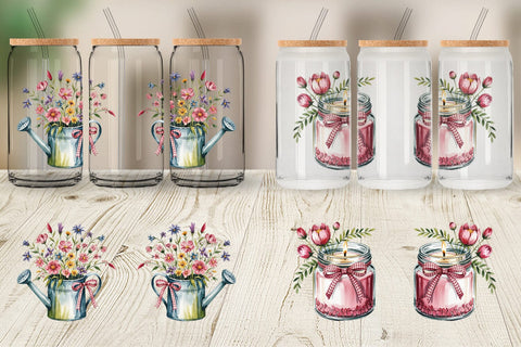 Glass Can Pink Gingham Summer Sublimation artnoy 