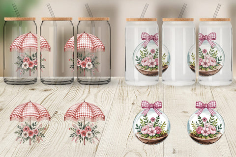 Glass Can Pink Gingham Summer Sublimation artnoy 