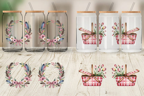 Glass Can Pink Gingham Summer Sublimation artnoy 