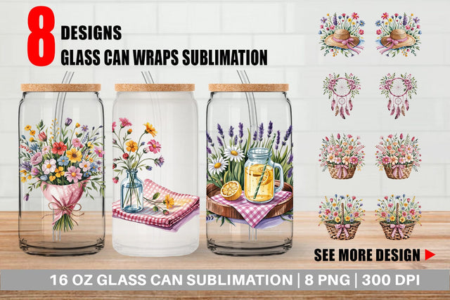 Glass Can Pink Gingham Summer Sublimation artnoy 