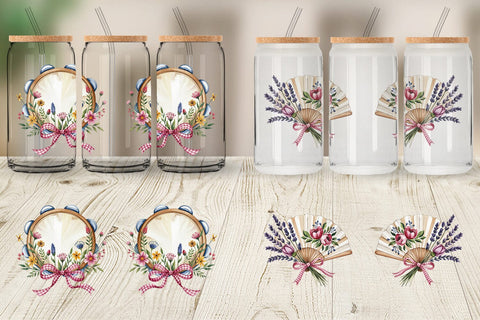 Glass Can Pink Gingham Summer Sublimation artnoy 