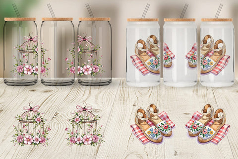 Glass Can Pink Gingham Summer Sublimation artnoy 