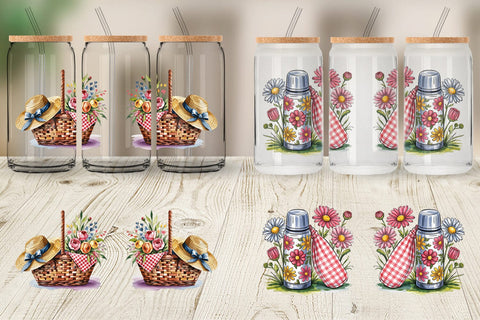 Glass Can Pink Gingham Summer Sublimation artnoy 