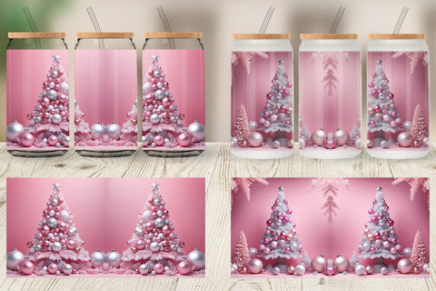Glass Can Pink Holiday Decor Sublimation artnoy 