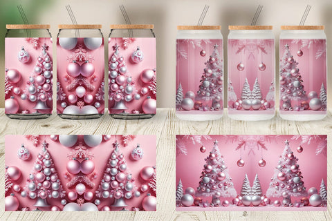 Glass Can Pink Holiday Decor Sublimation artnoy 