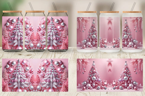 Glass Can Pink Holiday Decor Sublimation artnoy 