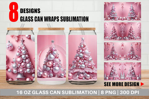 Glass Can Pink Holiday Decor Sublimation artnoy 