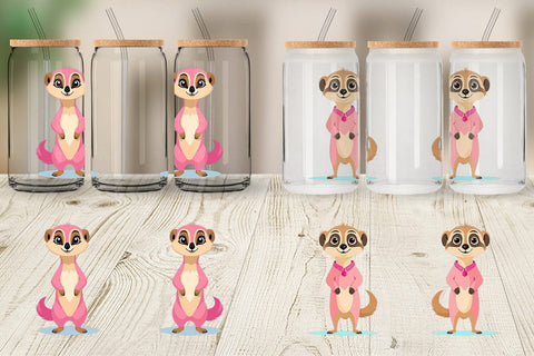 Glass Can Pink Meerkat Valentine Sublimation artnoy 