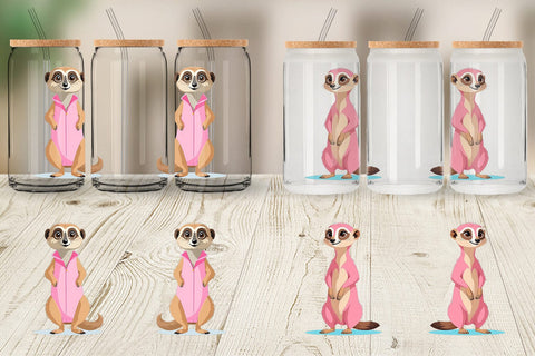 Glass Can Pink Meerkat Valentine Sublimation artnoy 