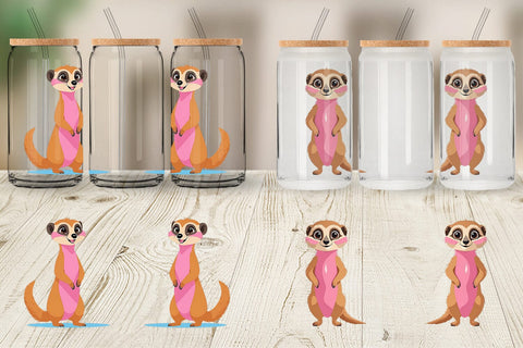 Glass Can Pink Meerkat Valentine Sublimation artnoy 