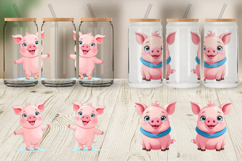 Glass Can Pink Pig Valentine Sublimation artnoy 