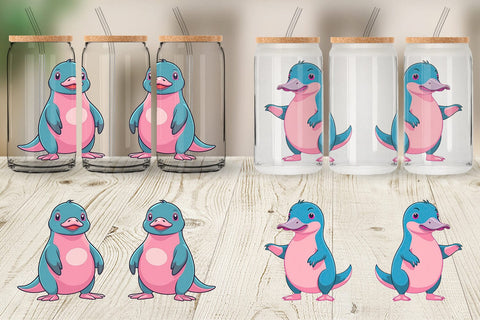 Glass Can Pink Platypus Valentine Sublimation artnoy 