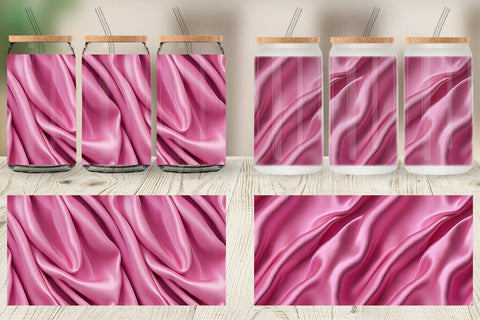 Glass Can Pink Silk Pattern Sublimation artnoy 