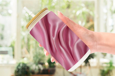 Glass Can Pink Silk Pattern Sublimation artnoy 