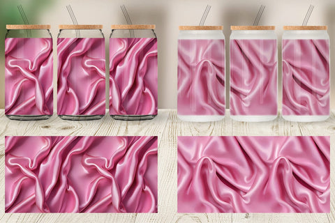 Glass Can Pink Silk Pattern Sublimation artnoy 