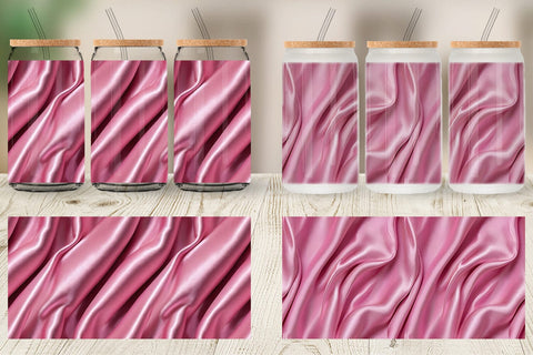 Glass Can Pink Silk Pattern Sublimation artnoy 