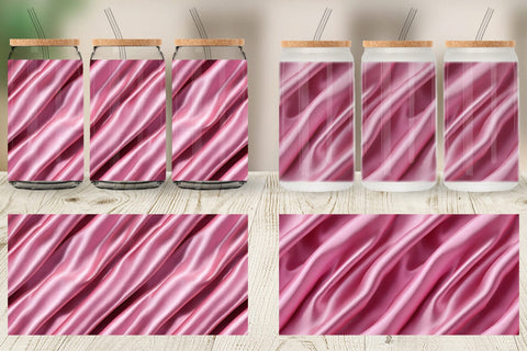 Glass Can Pink Silk Pattern Sublimation artnoy 