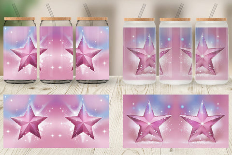 Glass Can Pink Stars Sublimation artnoy 