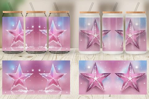 Glass Can Pink Stars Sublimation artnoy 