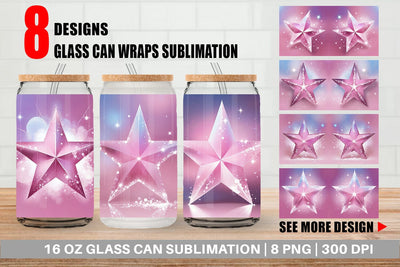 Glass Can Pink Stars Sublimation artnoy 
