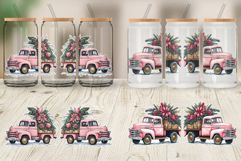 Glass Can Pink Vintage Pickup Truck SVG artnoy 