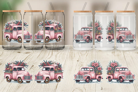 Glass Can Pink Vintage Pickup Truck SVG artnoy 