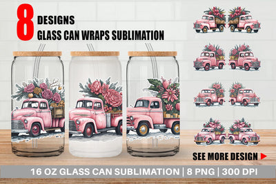 Glass Can Pink Vintage Pickup Truck SVG artnoy 