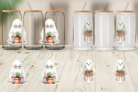 Glass Can Plant Mom Ghost Sublimation artnoy 