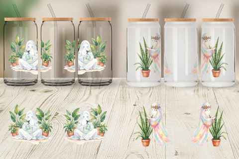 Glass Can Plant Mom Ghost Sublimation artnoy 