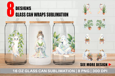 Glass Can Plant Mom Ghost Sublimation artnoy 