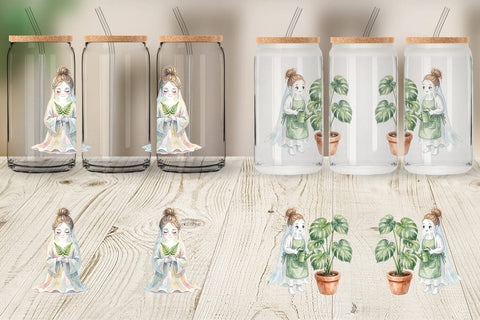 Glass Can Plant Mom Ghost Sublimation artnoy 