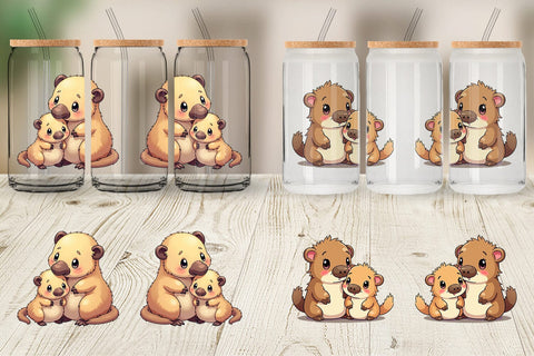 Glass Can Platypus Mother's Day Sublimation artnoy 