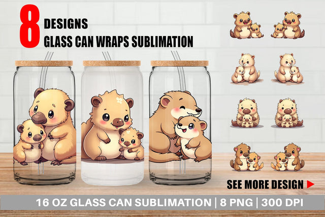 Glass Can Platypus Mother's Day Sublimation artnoy 