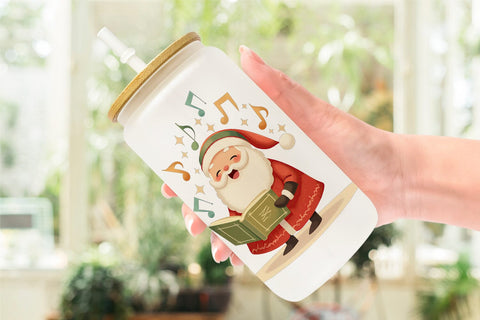 Glass Can Playful Christmas Santa Sublimation artnoy 